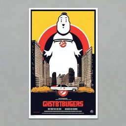 Create a Ghostbusters movie poster in the style of a 1970s Panavision film