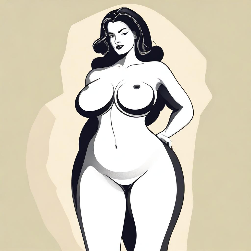 A tasteful and respectful depiction of a woman with a curvaceous figure, emphasizing her confident and empowered presence.