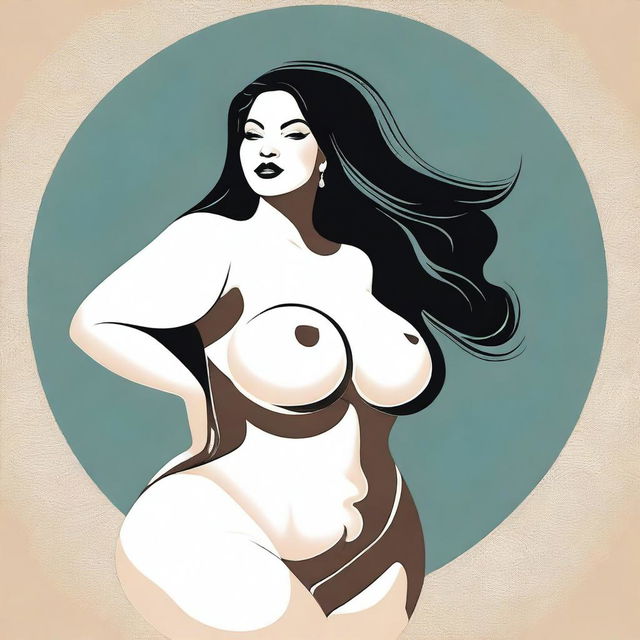 A tasteful and respectful depiction of a woman with a curvaceous figure, emphasizing her confident and empowered presence.