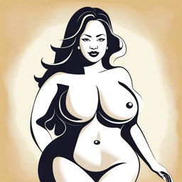 A tasteful and respectful depiction of a woman with a curvaceous figure, emphasizing her confident and empowered presence.