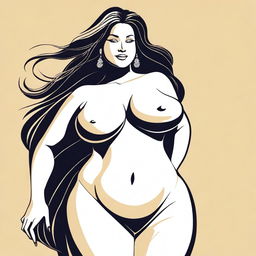 A tasteful and respectful depiction of a woman with a curvaceous figure, emphasizing her confident and empowered presence.