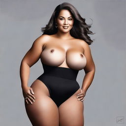 Create a tasteful and respectful image of a woman with a curvaceous figure, highlighting her confidence and power.