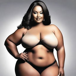 Create a tasteful and respectful image of a woman with a curvaceous figure, highlighting her confidence and power.