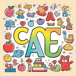 Create an image for a children's ABC colouring book, featuring elements from A to Z in a playful and educational style.