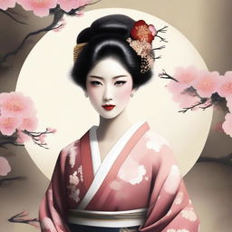 Create an image of a sultry Japanese woman, embodying the elegance and allure of traditional Japanese beauty