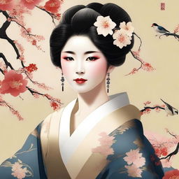 Create an image of a sultry Japanese woman, embodying the elegance and allure of traditional Japanese beauty