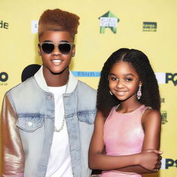 Generate an image of a 19-year-old Marsai Martin and Justin Bieber together