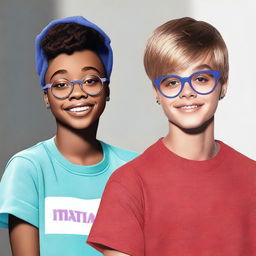 Generate a photorealistic image of a 19-year-old Marsai Martin and Justin Bieber