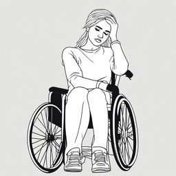 Generate an image of a heartbroken light-skinned girl in a wheelchair