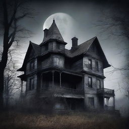 Generate a movie poster featuring a haunted house