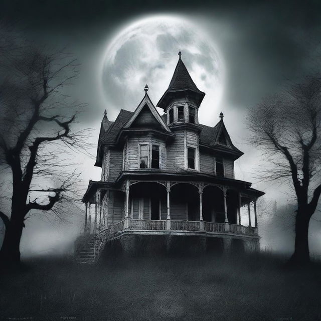 Generate a movie poster featuring a haunted house