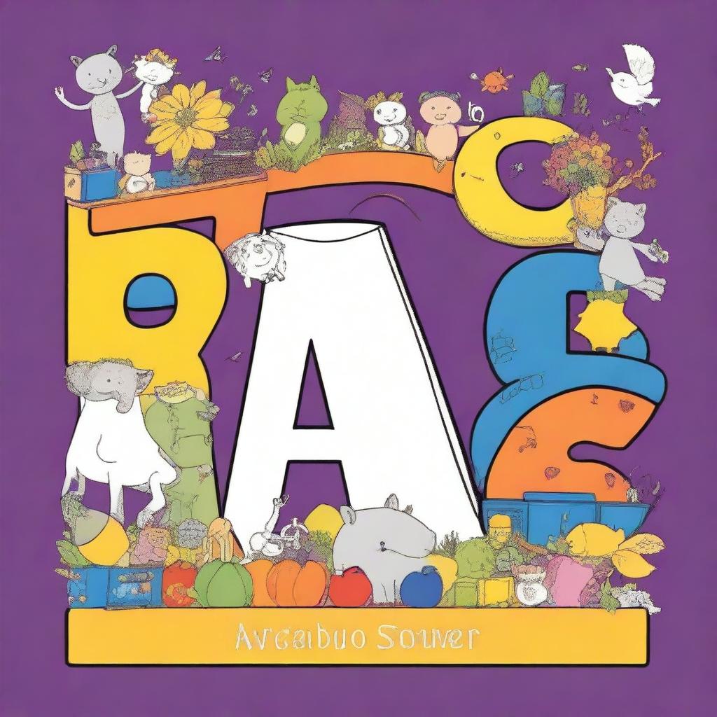 Create a vibrant and engaging book cover for a children's ABC colouring book