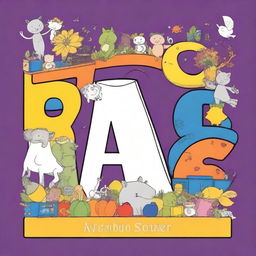 Create a vibrant and engaging book cover for a children's ABC colouring book