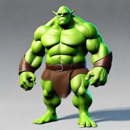 Generate an image of a muscular, green-bodied handsome ogre.