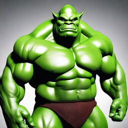 Generate an image of a muscular, green-bodied handsome ogre.