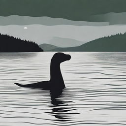 Generate an image depicting the terror of the Loch Ness monster, lurking beneath the dark waves of the Scottish lake