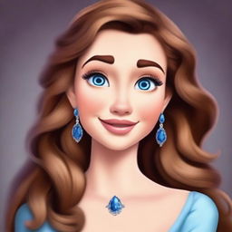 Create an image of a cartoonish, beautiful Caucasian woman who is 25 years old