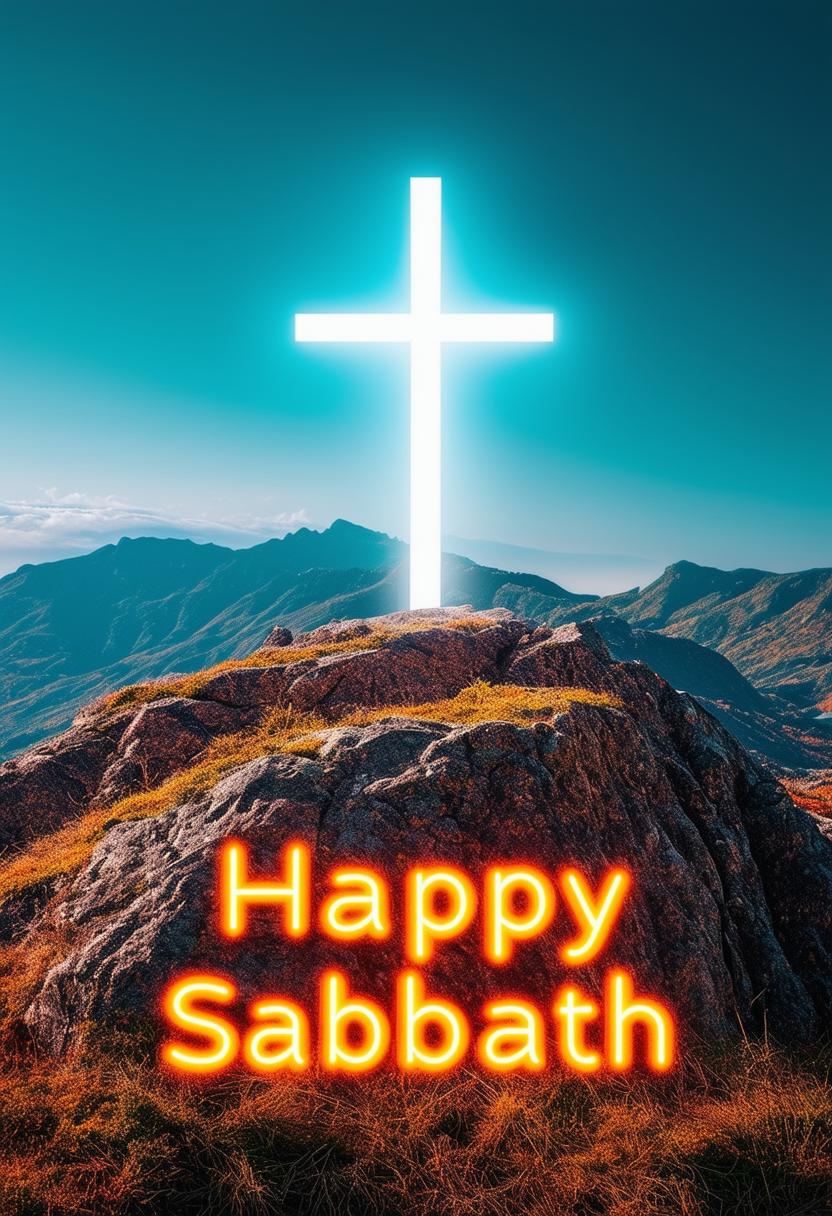 The request is for a 32k HD book cover for a Christian book named 'Happy Sabbath'