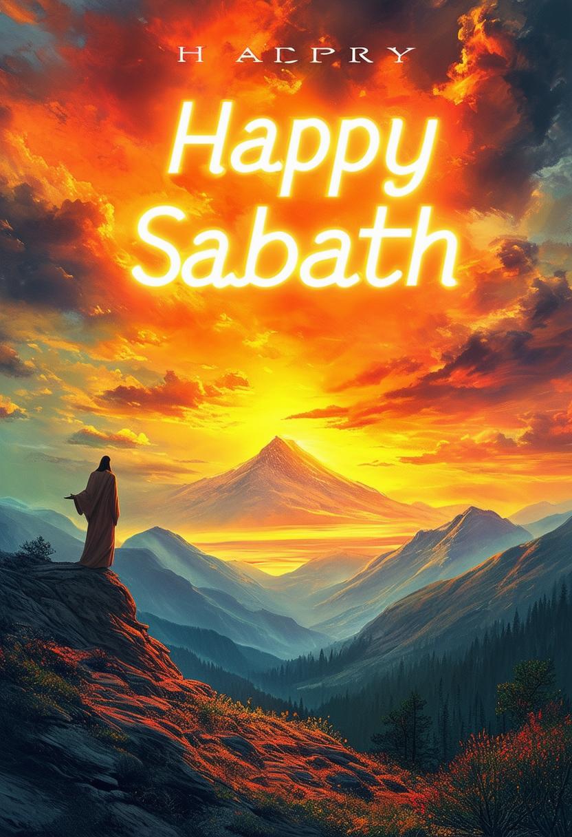 The request is for a 32k HD book cover for a Christian book named 'Happy Sabbath'