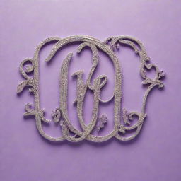 Intricate calligraphy spelling out 'Mylenerespondo', set against a shimmering lavender colored background