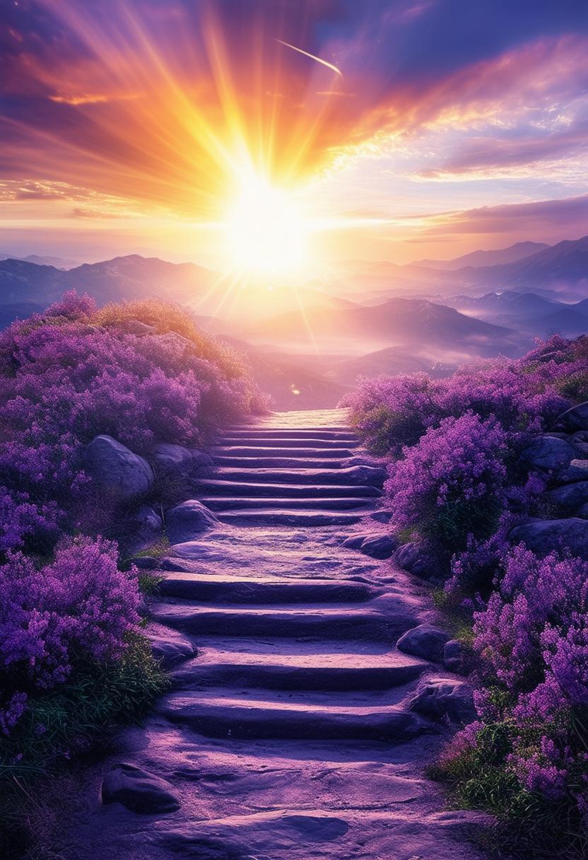 Design a 32k HD book cover for 'Saturday Blessings', featuring a beautiful stairway to heaven