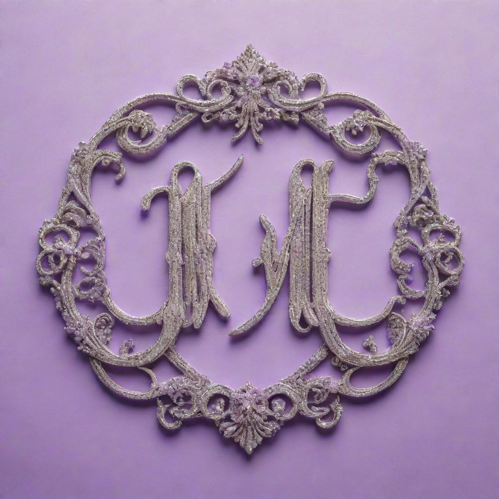 Intricate calligraphy spelling out 'Mylenerespondo', set against a shimmering lavender colored background