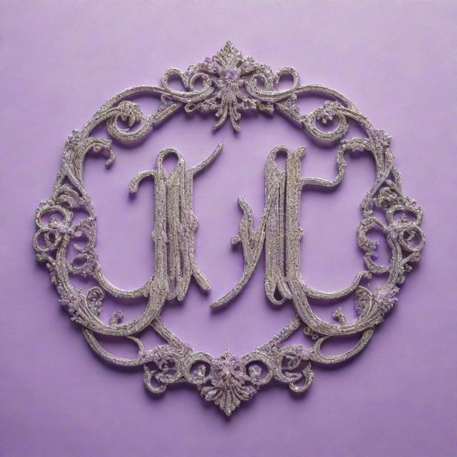 Intricate calligraphy spelling out 'Mylenerespondo', set against a shimmering lavender colored background