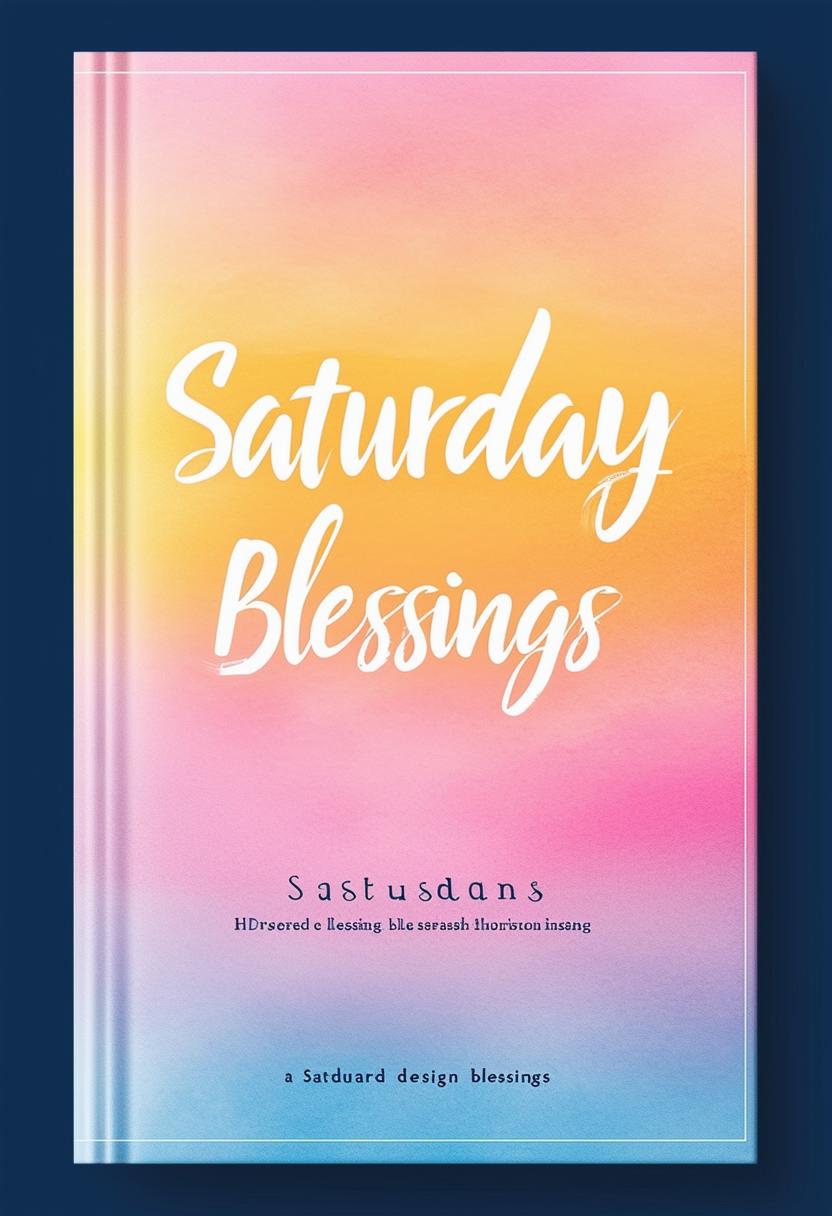 Design a 32k HD book cover for 'Saturday Blessings', featuring a pastel ombre background