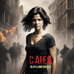 Create an image for a thriller novel where Ava Carano, a justice fighter, is in a deadly situation