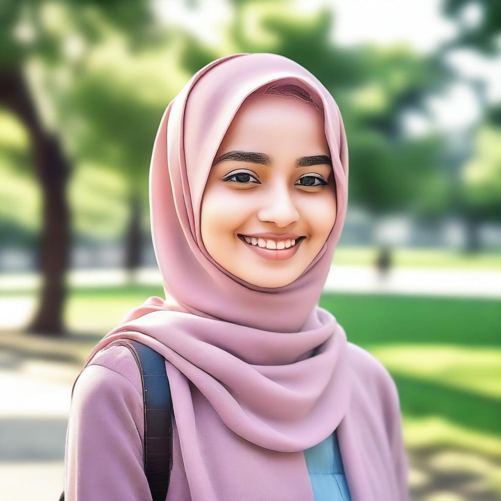 Generate an image of a young girl wearing a hijab