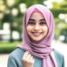 Generate an image of a young girl wearing a hijab