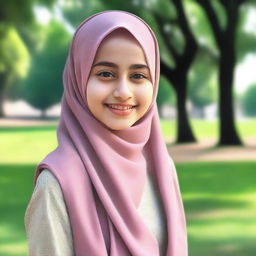 Generate an image of a young girl wearing a hijab