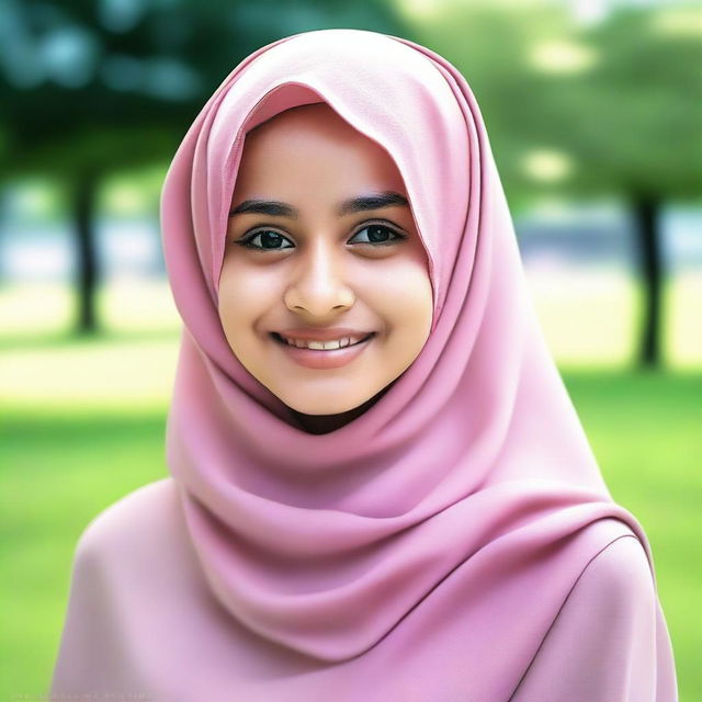 Generate an image of a young girl wearing a hijab