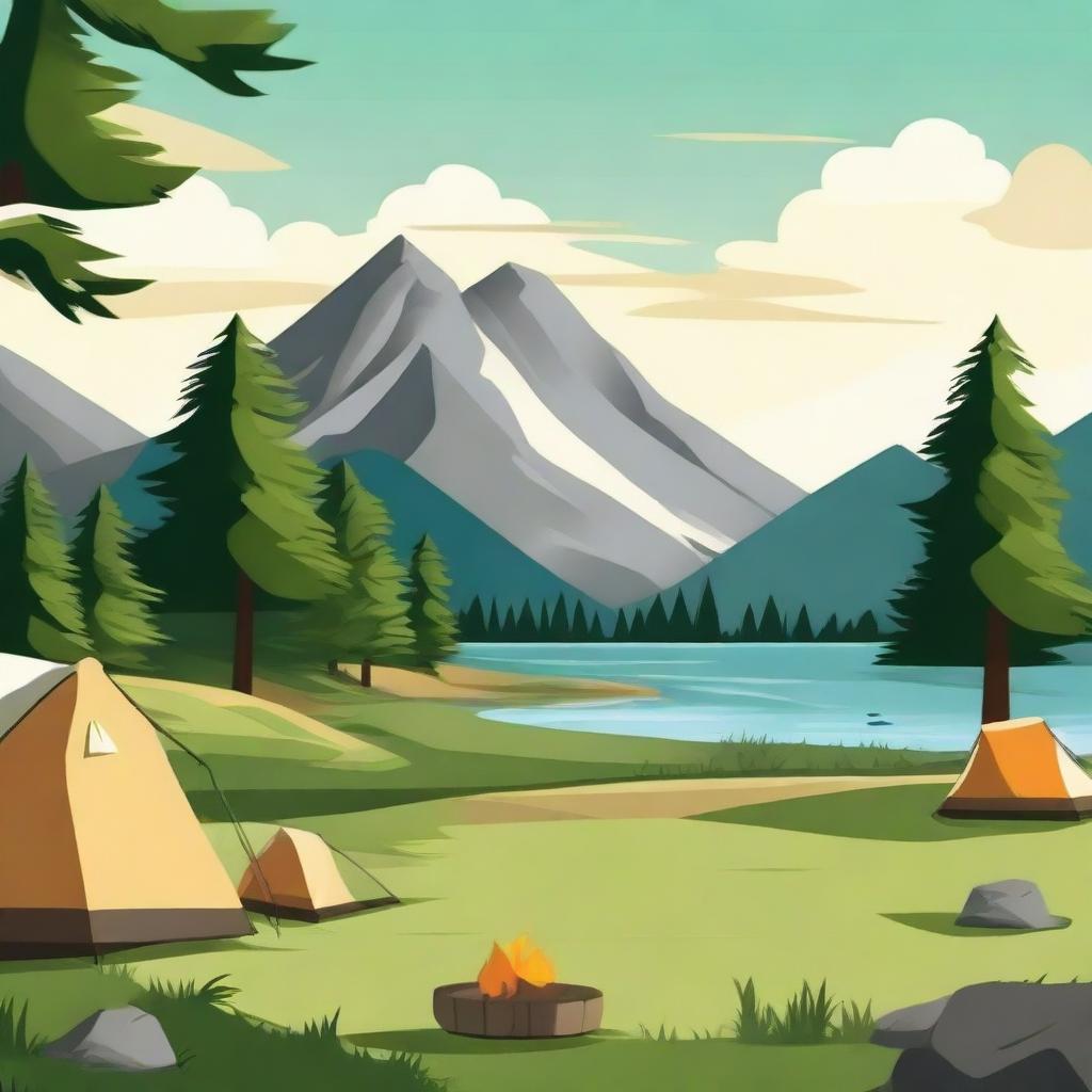 Create an image of a beautiful camping day