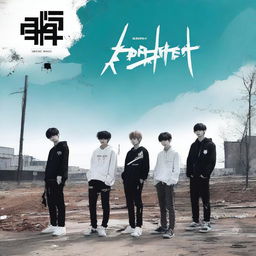 Create an image for a new Stray Kids album titled 'Broken World'