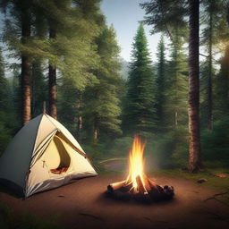 Generate high definition images of a camping scene