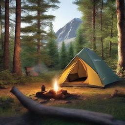 Generate high definition images of a camping scene