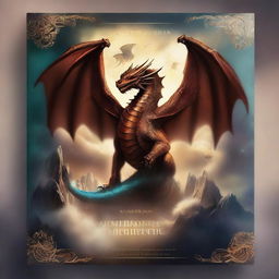 Generate a fantasy book cover featuring majestic dragons soaring through the sky, surrounded by mystical elements and symbols