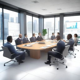 Generate a photorealistic image depicting a complex business situation