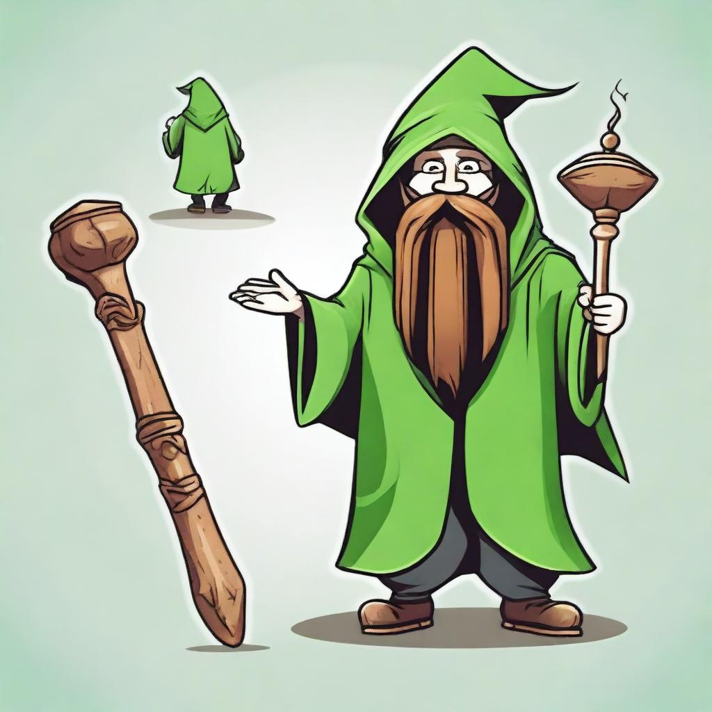 Generate an image for a T-shirt design featuring a bearded wizard