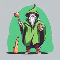 Generate an image for a T-shirt design featuring a bearded wizard