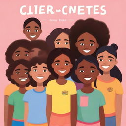 Create an image of young girls of various races and colours standing together, all smiling