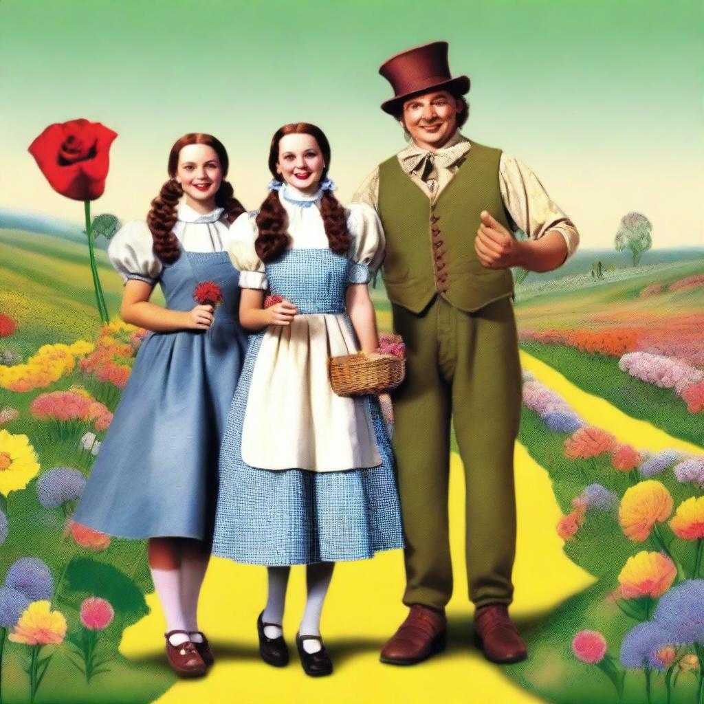 An adult version of Dorothy from the Land of Oz, happily standing next to her husband