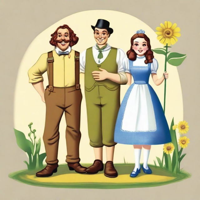 An adult version of Dorothy from the Land of Oz, happily standing next to her husband