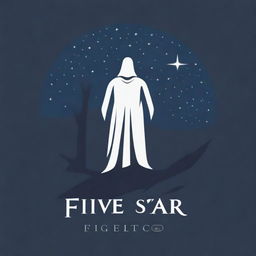 Create a stylized image of a hooded figure standing against a backdrop of stars or a fantasy landscape