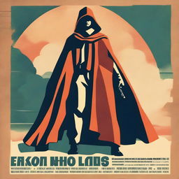 Generate a vintage-style poster featuring a heroic figure draped in a wool poncho