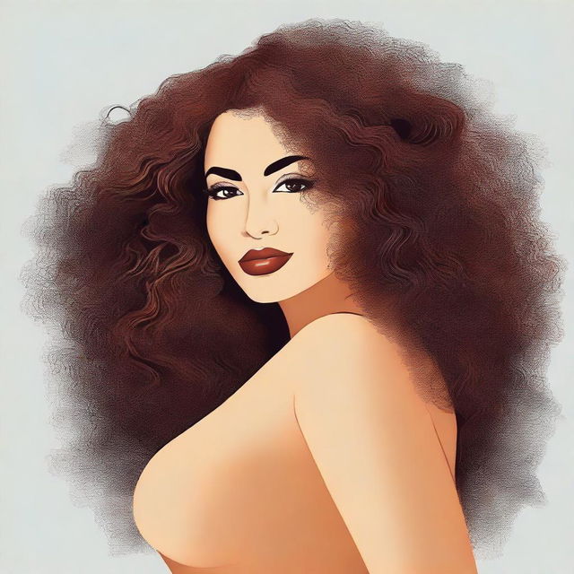 Create an image of a curvy Latina woman with curly hair