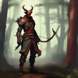 Generate an image of a Tiefling ranger