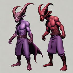 Generate an image of a Tiefling, a character from Dungeons and Dragons, known for their demonic features such as horns, a tail, and often red or purple skin