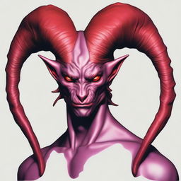 Generate an image of a Tiefling, a character from Dungeons and Dragons, known for their demonic features such as horns, a tail, and often red or purple skin